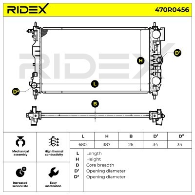 Radiator, Engine Cooling RIDEX 470R0456 470R0456 - photo 6