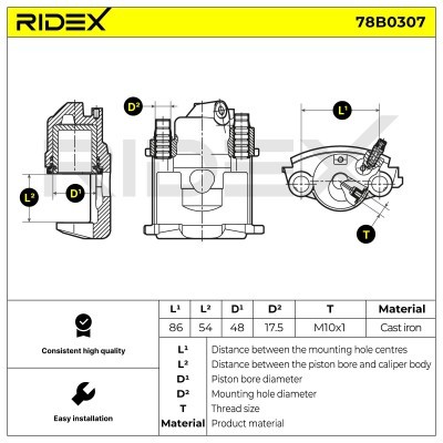 Brake Caliper RIDEX 78B0307 78B0307 - photo 6