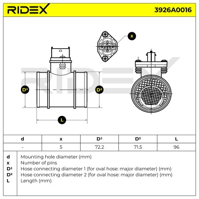 Air Mass Sensor RIDEX 3926A0016 3926A0016 - photo 6