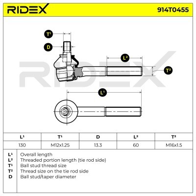 Tie Rod End RIDEX 914T0455 914T0455 - photo 6