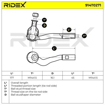 Tie Rod End RIDEX 914T0271 914T0271 - photo 7