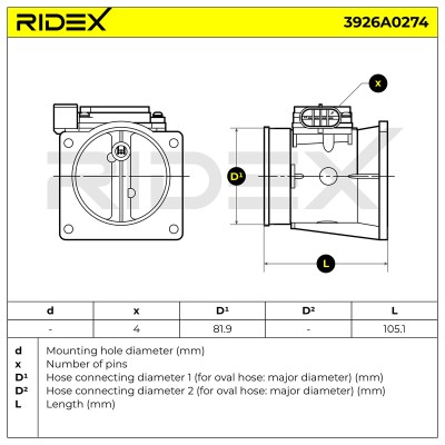 Air Mass Sensor RIDEX 3926A0274 3926A0274 - photo 5