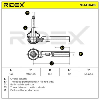 Tie Rod End RIDEX 914T0485 914T0485 - photo 5
