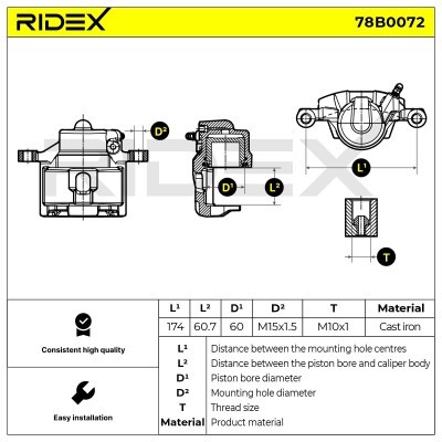 Brake Caliper RIDEX 78B0072 78B0072 - photo 5