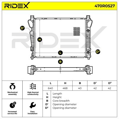 Radiator, Engine Cooling RIDEX 470R0527 470R0527 - photo 5