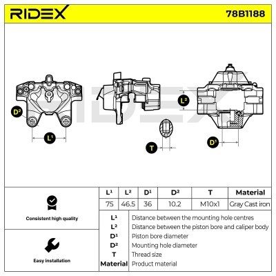 Brake Caliper RIDEX 78B1188 78B1188 - photo 5