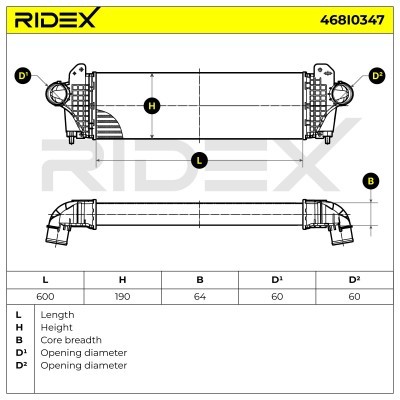 Intercooler, Charger RIDEX 468I0347 468I0347 - photo 5