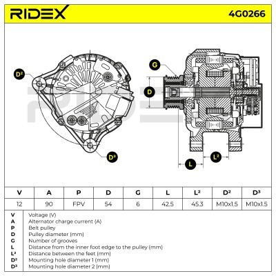 Alternator RIDEX 4G0266 4G0266 - photo 7