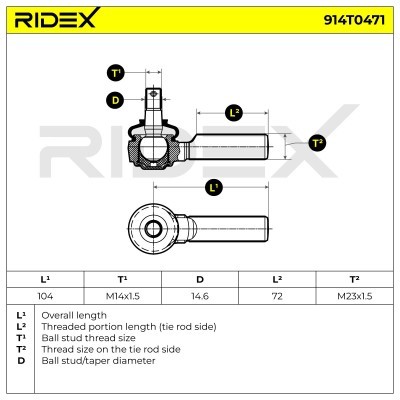 Tie Rod End RIDEX 914T0471 914T0471 - photo 6