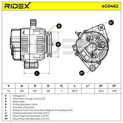 Alternator RIDEX 4G0462 4G0462 - photo 7