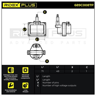 Ignition Coil RIDEX 689C0087P 689C0087P - photo 11