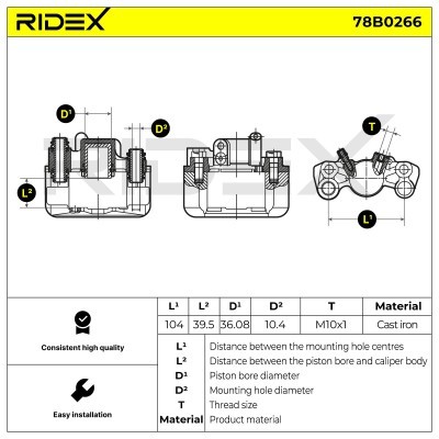 Brake Caliper RIDEX 78B0266 78B0266 - photo 5