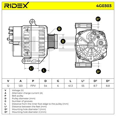 Alternator RIDEX 4G0303 4G0303 - photo 6