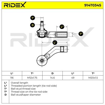 Tie Rod End RIDEX 914T0345 914T0345 - photo 6