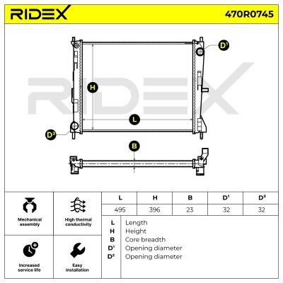 Radiator, Engine Cooling RIDEX 470R0745 470R0745 - photo 6