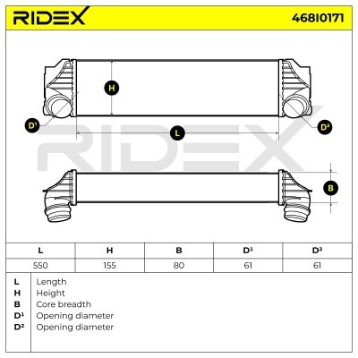 Intercooler, Charger RIDEX 468I0171 468I0171 - photo 7