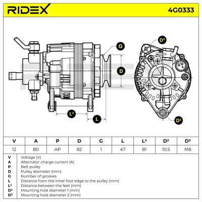 Alternator RIDEX 4G0333 4G0333 - photo 5