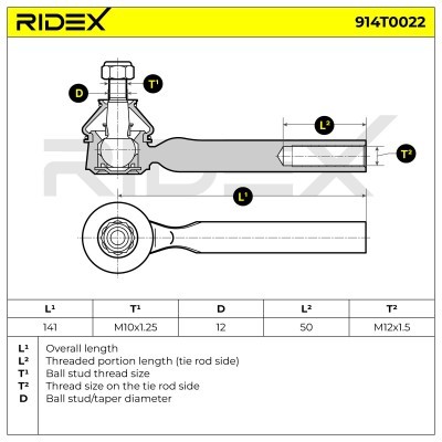 Tie Rod End RIDEX 914T0022 914T0022 - photo 7