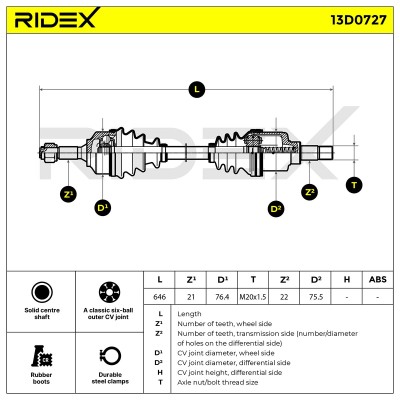 Drive Shaft RIDEX 13D0727 13D0727 - photo 9