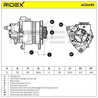 Alternator RIDEX 4G0495 4G0495 - photo 5