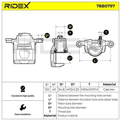 Brake Caliper RIDEX 78B0797 78B0797 - photo 6