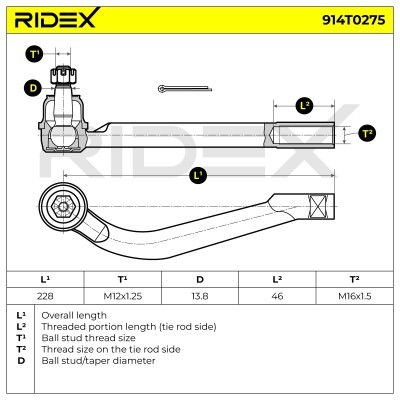 Tie Rod End RIDEX 914T0275 914T0275 - photo 7