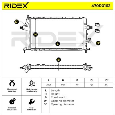 Radiator, Engine Cooling RIDEX 470R0162 470R0162 - photo 8