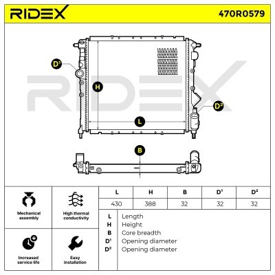 Radiator, Engine Cooling RIDEX 470R0579 470R0579 - photo 5