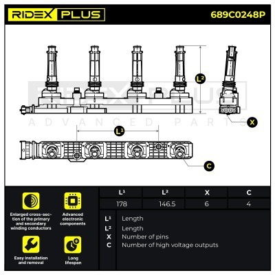 Ignition Coil RIDEX 689C0248P 689C0248P - photo 2