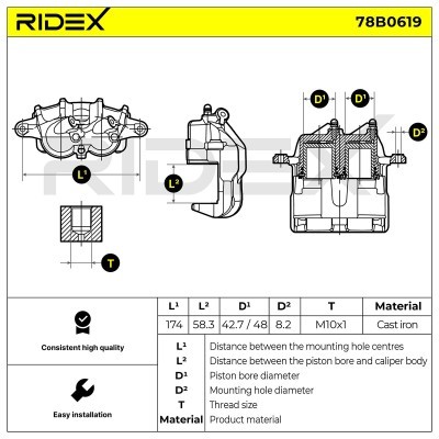 Brake Caliper RIDEX 78B0619 78B0619 - photo 6