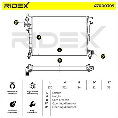 Radiator, Engine Cooling RIDEX 470R0309 470R0309 - photo 5