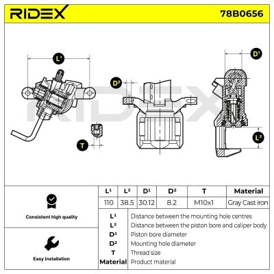Brake Caliper RIDEX 78B0656 78B0656 - photo 5