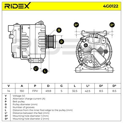 Alternator RIDEX 4G0122 4G0122 - photo 8