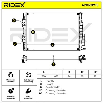 Radiator, Engine Cooling RIDEX 470R0715 470R0715 - photo 7