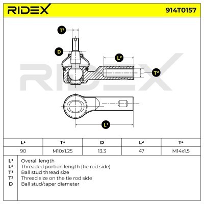 Tie Rod End RIDEX 914T0157 914T0157 - photo 4