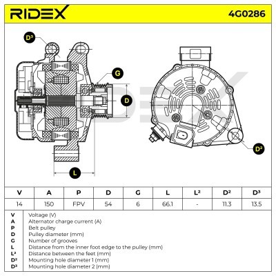Alternator RIDEX 4G0286 4G0286 - photo 6