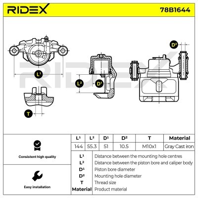 Brake Caliper RIDEX 78B1644 78B1644 - photo 6