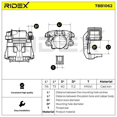 Brake Caliper RIDEX 78B1062 78B1062 - photo 6
