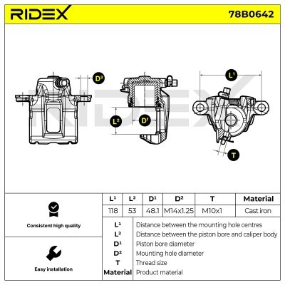 Brake Caliper RIDEX 78B0642 78B0642 - photo 6