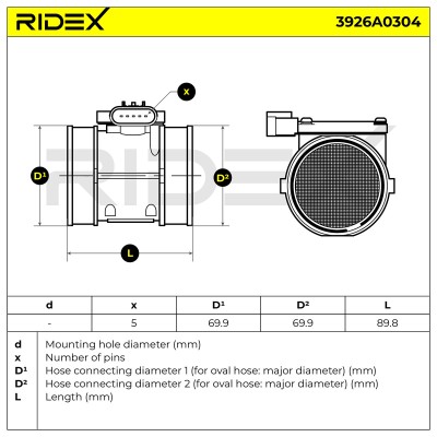 Air Mass Sensor RIDEX 3926A0304 3926A0304 - photo 6