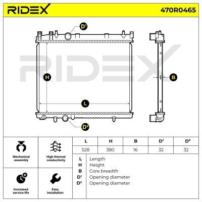 Radiator, Engine Cooling RIDEX 470R0465 470R0465 - photo 3