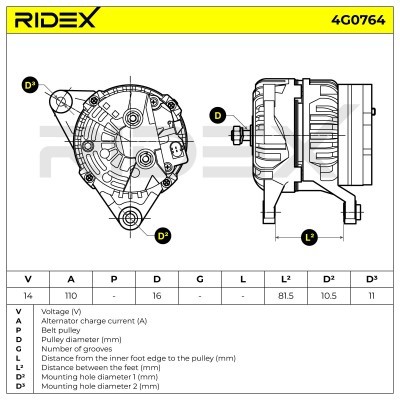 Alternator RIDEX 4G0764 4G0764 - photo 5