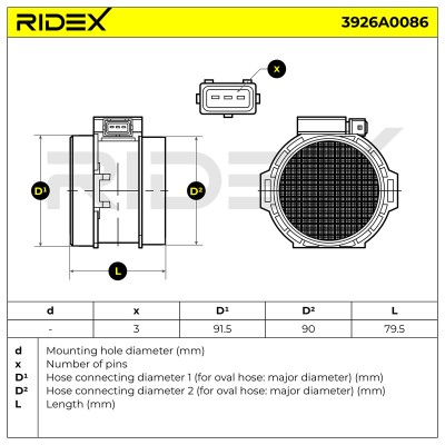 Air Mass Sensor RIDEX 3926A0086 3926A0086 - photo 7