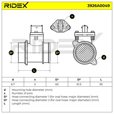 Air Mass Sensor RIDEX 3926A0049 3926A0049 - photo 6