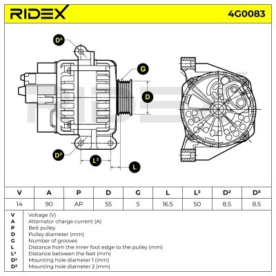 Alternator RIDEX 4G0083 4G0083 - photo 7