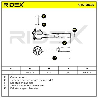Tie Rod End RIDEX 914T0047 914T0047 - photo 5