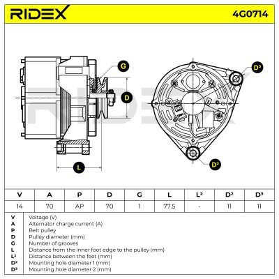 Alternator RIDEX 4G0714 4G0714 - photo 5