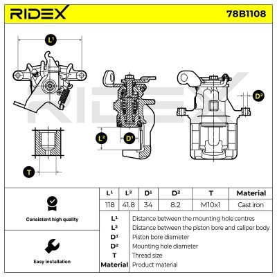 Brake Caliper RIDEX 78B1108 78B1108 - photo 7