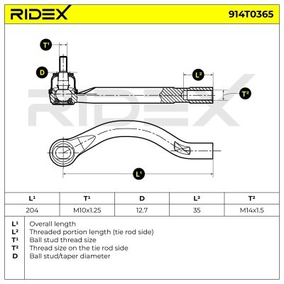 Tie Rod End RIDEX 914T0365 914T0365 - photo 6