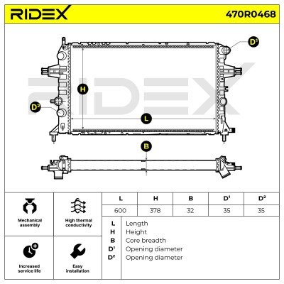 Radiator, Engine Cooling RIDEX 470R0468 470R0468 - photo 5
